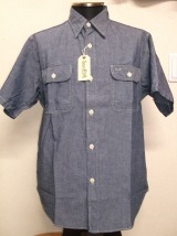 シュガーケーン　ブルーシャンブレー半袖ワークシャツ　品番：ＳＣ３７９４１−４２１（Ａ．ＢＬＵＥ）